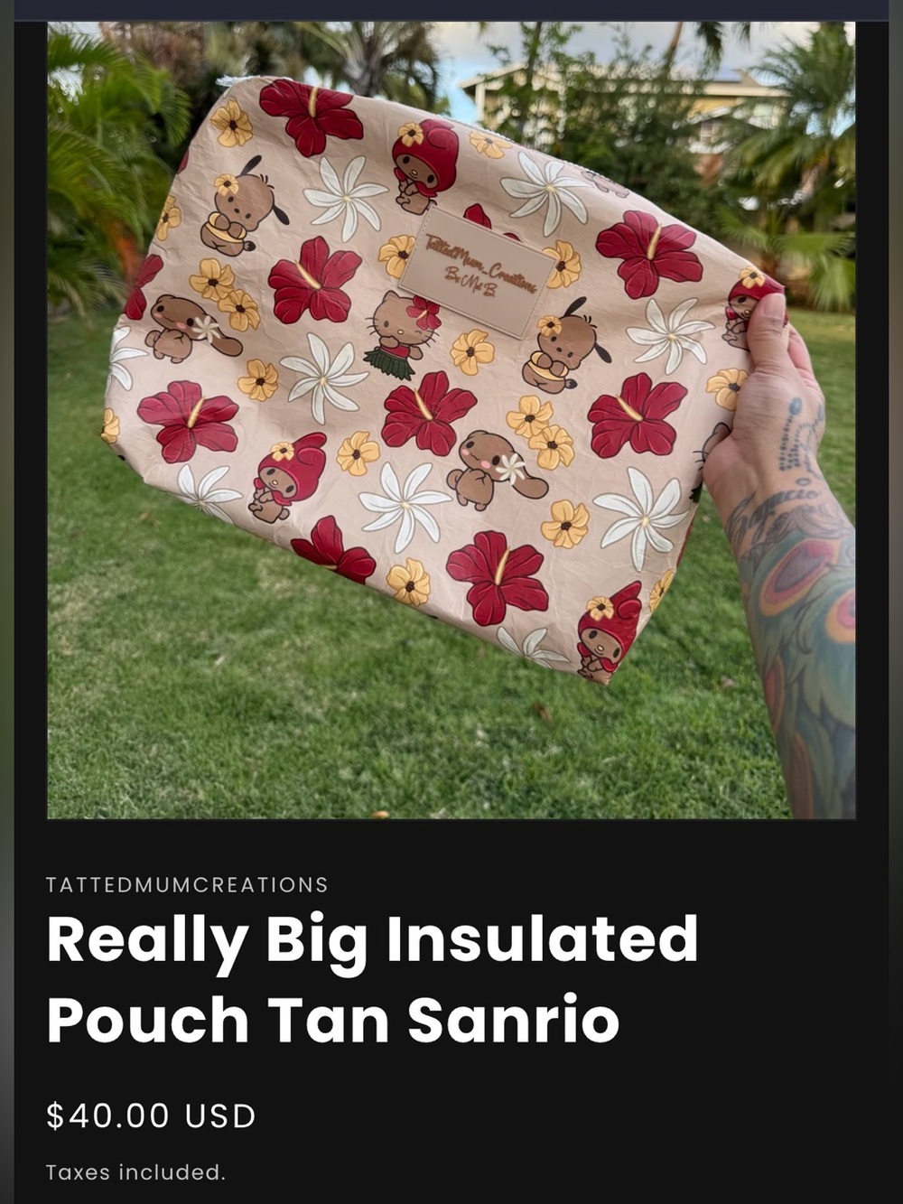 TattedMumCreations Really Big Insulated Pouch Tan Sanrio